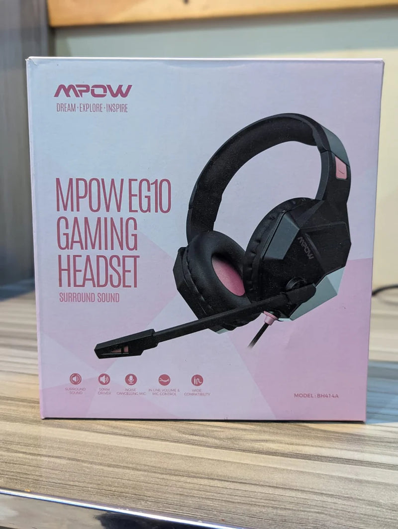 Mpow EG10 Gaming Headset over the ear with 7.1 Surround Sound Stereo, Noise Canceling PS4 Headset with Mic & LED Light, Compatible with PC, PS5, Xbox One Controller, Nintendo Switch